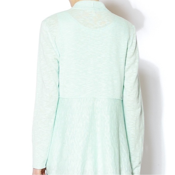 EIlEEN FISHER Seafoam Green Organic Linen Lightweight Open Cardigan Sweater - Picture 3 of 8
